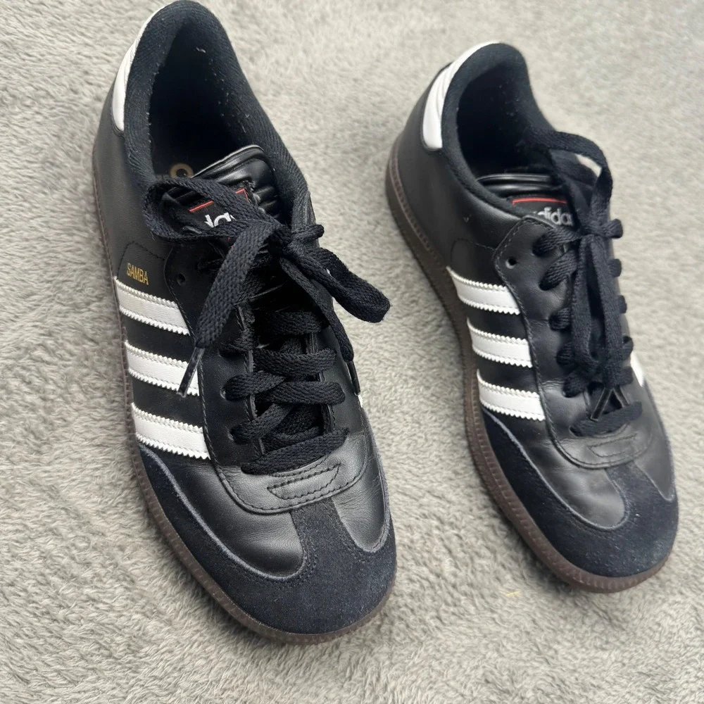 Adidas Samba Classic Sneakers Mens 6 Black White Excellent 036516 Leather Gum